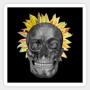 Human skull and a sunflower crown Magnet